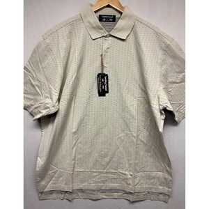 Smith & Tweed Polo Shirt‎ Mens Beige Dotted Pattern Short Sleeve Classic Large